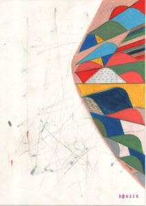 a drawing depicting some kind of colourful pattern that has a perspective in it