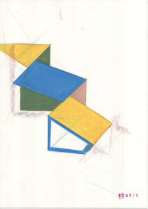 drawing depicting a spatial arrangement in colour
