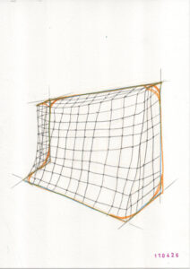 goal with net depicted in a drawing, meaning that could be something different altogether, since you cannot score on a piece of paper