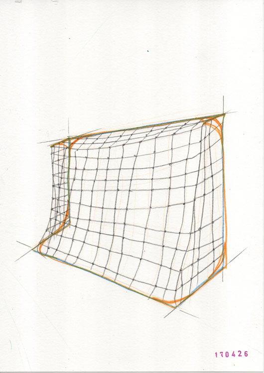 goal with net depicted in a drawing, meaning that could be something different altogether, since you cannot score on a piece of paper