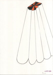 drawing depicting the outline of something I saw in a cathedral in Nancy