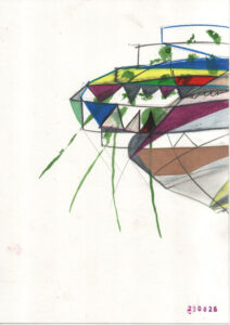 triangles, colours, shapes and perspective in drawing